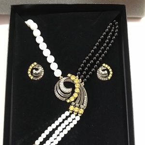 Heidi Daus Crystal Necklace Clip earring Art Deco